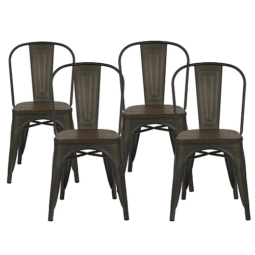 Lot de 4 chaises en métal Tilo - Pomax