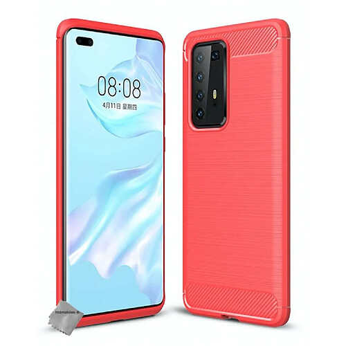 Htdmobiles Coque silicone gel carbone pour Huawei P40 Pro + film ecran - ROUGE