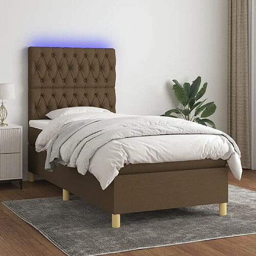 Sommier à lattes,Cadre à lattes de lit et matelas et LED pour Adulte Marron foncé 80x200cm -MN78484