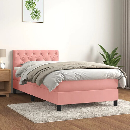 vidaXL Sommier à lattes de lit et matelas Rose 80x200 cm Velours