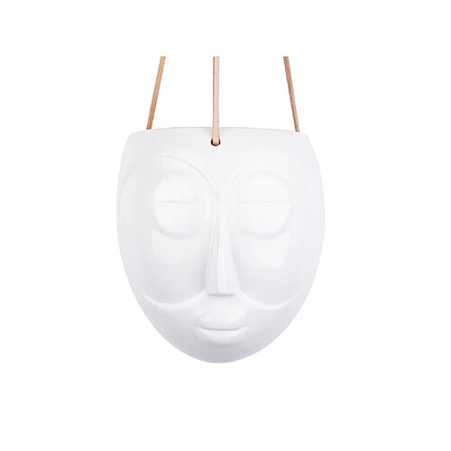 Present Time Cache-pot design suspendu Mask - H. 21 cm - Blanc