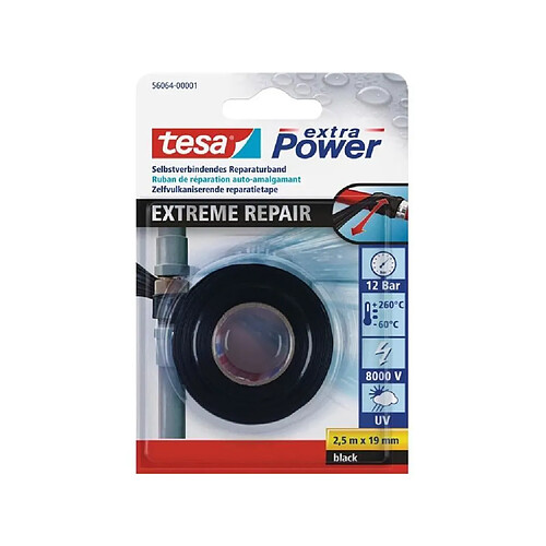 TESA Joint Auto Amalgamant Silicone - 2,5m x 19mm - Noir