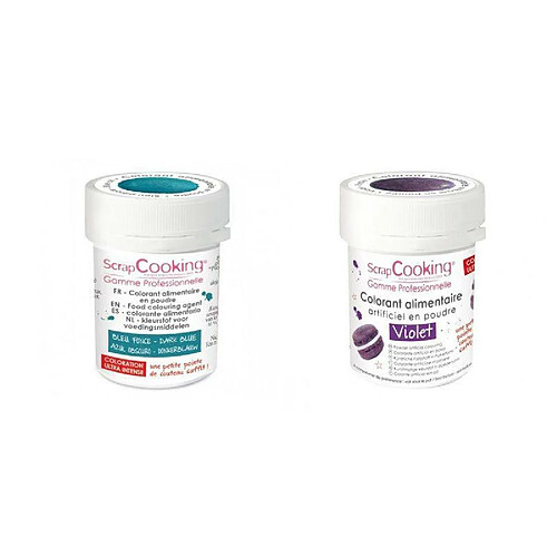 Scrapcooking 2 colorants alimentaires en poudre - violet-bleu foncé