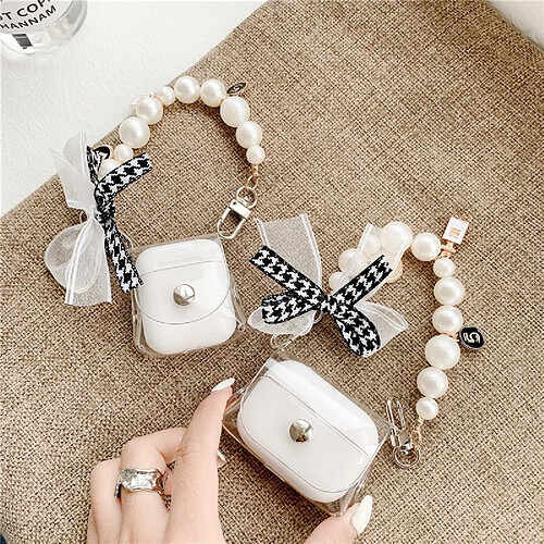 GUPBOO Airpods Coque Housse Étui Protecteur Compatible pour AirPods Pro-ins style coréen bowknot perle chaîne suspendue femmes