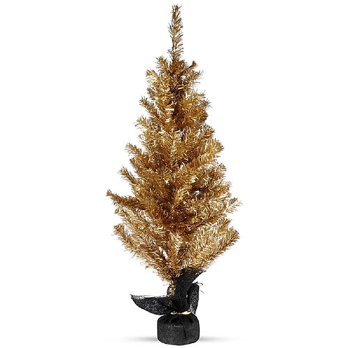 Sapin de Noël, or, décoratif, sapin de Noël décoratif avec toile de jute, 90 cm