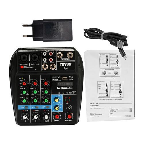 Professional Audio Mixer Carte Son Console Système Interface 4 Canal Numérique USB MP3 Ordinateur Entrée 48V Alimentation Fantôme Stéréo DJ Studio