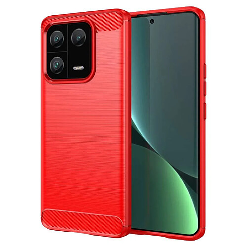 Htdmobiles Coque pour Xiaomi 13 Pro 5G - housse etui silicone gel carbone + verre trempe - ROUGE