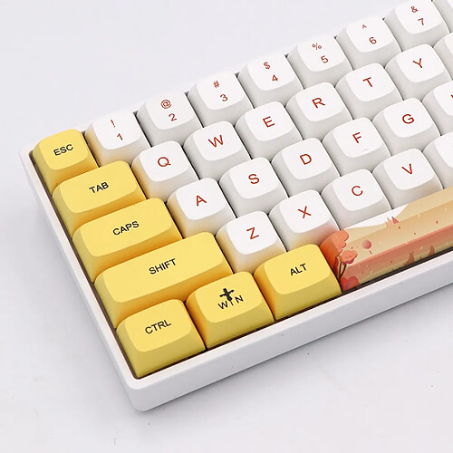 Universal Jaune Blanc Colorant thermique Caractéristiques Sublimation Clavier PBT pour clavier mécanique USB filaire Clavier à capuche à 129 touches