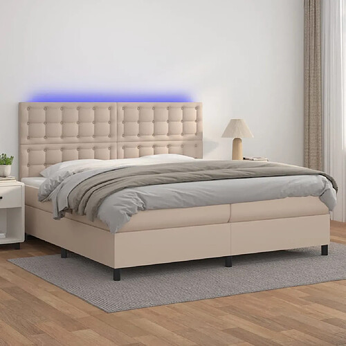 vidaXL Sommier à lattes de lit avec matelas LED Cappuccino 200x200 cm