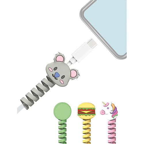 Pack de 4 identifcateurs de câble Licorne + Koala + Burger + Vert Bigben