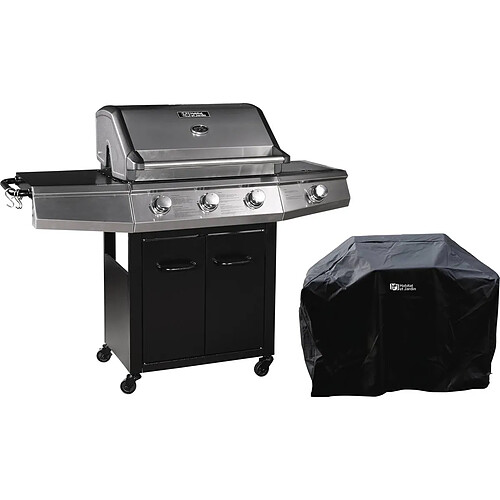 Habitat Et Jardin Barbecue Gaz Bingo 4 - 4 brûleurs dont 1 latéral - 14kW + Housse protection - Noir