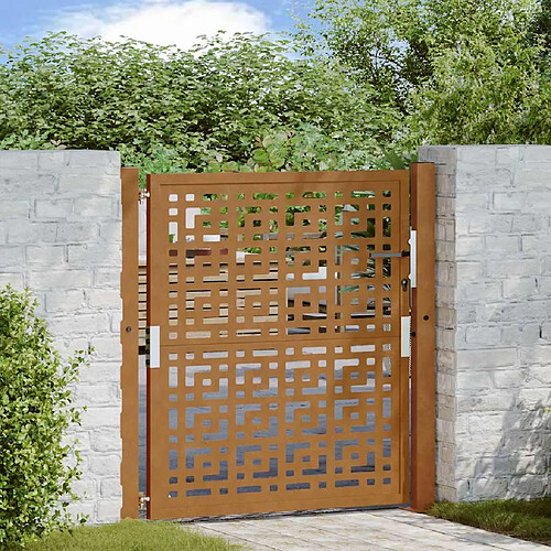 vidaXL Porte de jardin acier résistant aux intempéries design croisé