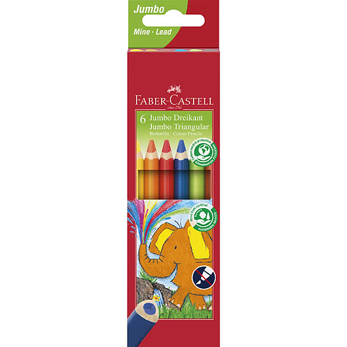 FABER-CASTELL Crayons de couleur triangulaire Jumbo, étui 6 ()