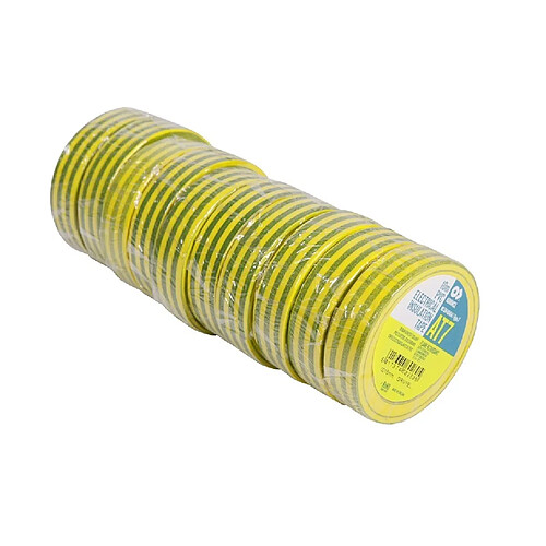 Advance 173785 - AT7 PVC - 10 x Rubans adhésif isolant 15mmx10m Jaune/Vert - retardateur de flamme