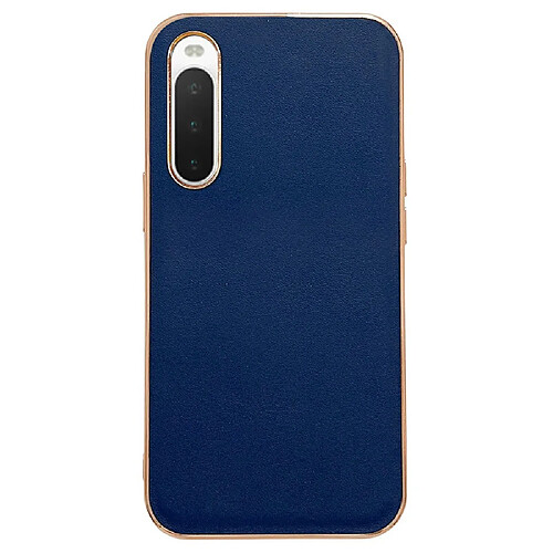 Coque en TPU + cuir véritable électroplaqué, antichoc, anti-rayures pour votre Sony Xperia 10 IV 5G - bleu