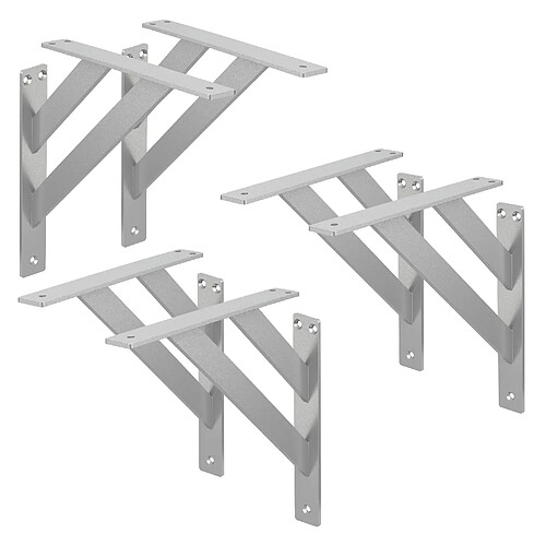 ML-Design 6x Équerres étagère mural support d'angle en aluminium argent robuste 240x240 mm