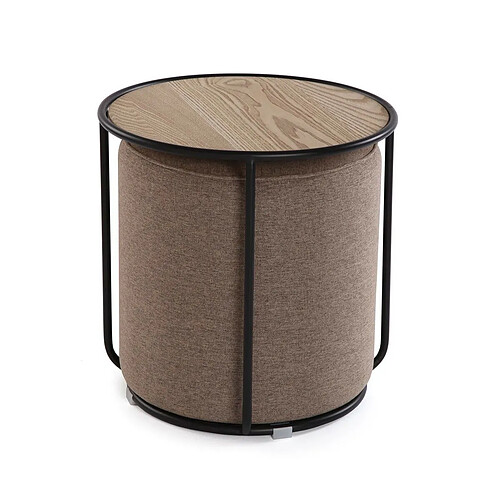 Table d'appoint Versa Marron 44 x 44 x 44 cm Pouf 2 Pièces