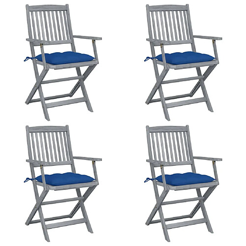 Maison Chic Lot de 4 Chaises pliables d'extérieur avec coussins | chaises de jardin | Fauteuil Relax Bois d'acacia -GKD82642