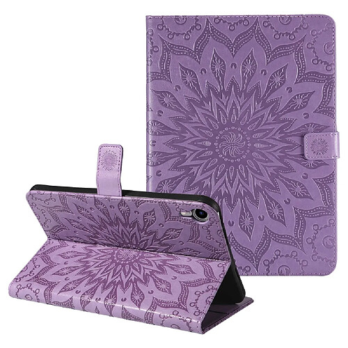 Etui en PU motif tournesol, fermoir magnétique violet pour votre iPad mini (2021)