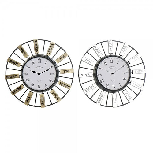 Look & Feel Horloge Murale DKD Home Decor Verre Argenté Doré Fer (40 x 6.4 x 40 cm) (2 pcs)