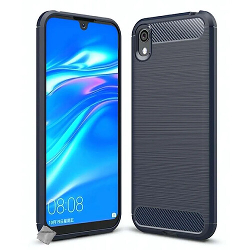 Htdmobiles Coque silicone gel carbone pour Huawei Y5 (2019) + verre trempe - BLEU FONCE