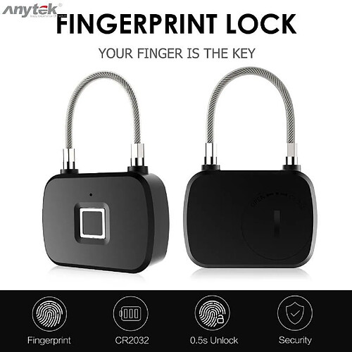 ANYTEK L13 INTELLIGENT SANS CLÉ VERROUILLAGE DES EMPREINTES DIGITALES ANTI VOL SÉCURITÉ CADENAS PORTE VALISE VALISE CAS SERRURE HAUTE QUALITÉ ALARME ANTIVOL(ATK-L13)