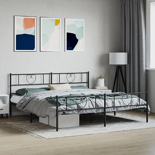 Maison Chic Lit adulte - Lit simple Cadre de lit métal avec tête de lit/pied de lit,Structure du lit Contemporain pour chambre noir 200x200 cm -MN67056