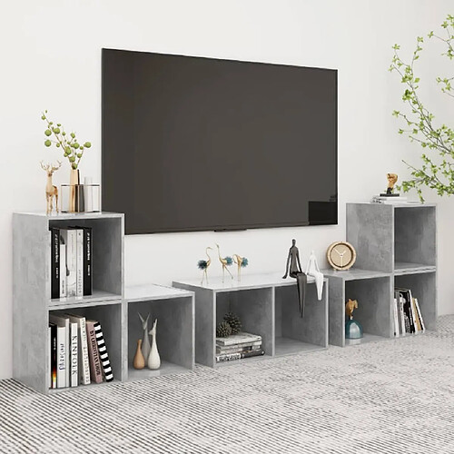 vidaXL Ensemble de meubles TV 6 pcs Gris béton Bois d'ingénierie