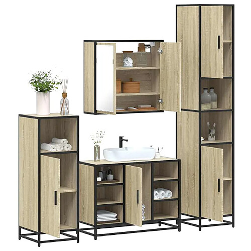 vidaXL Ensemble de meubles de salle de bain 4 pcs chêne sonoma