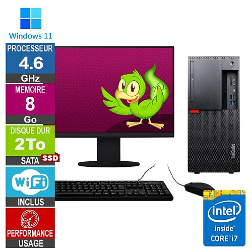 Lenovo M920t i7-8700 4.60GHz 8Go/2To SSD Wifi W11 + Ecran 27 · Reconditionné