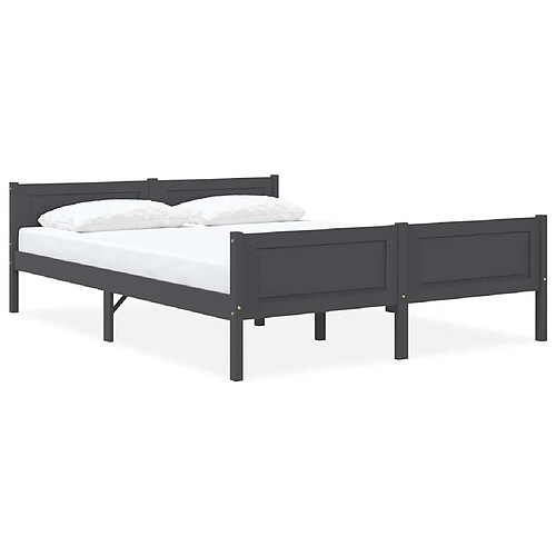 vidaXL Cadre de lit sans matelas bois massif de pin gris 140x200 cm