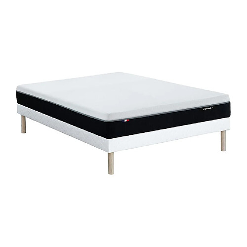 Vente-Unique Ensemble 140 x 190 cm sommier tapissier + matelas anti-feu ressorts ensachés 7 zones et mémoire de forme ép.29cm - SIVA de YSMÉE