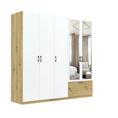 Abiks Meble Armoire Ivo 5D1S L avec portes battantes