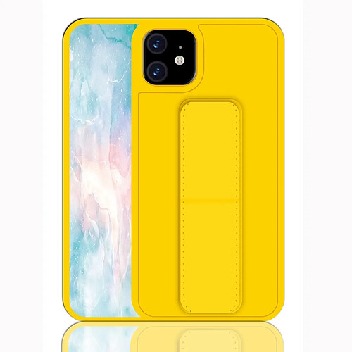 Wewoo Coque Rigide Pour iPhone 11 antichoc PC + TPU Housse de protection avec bracelet et support Jaune