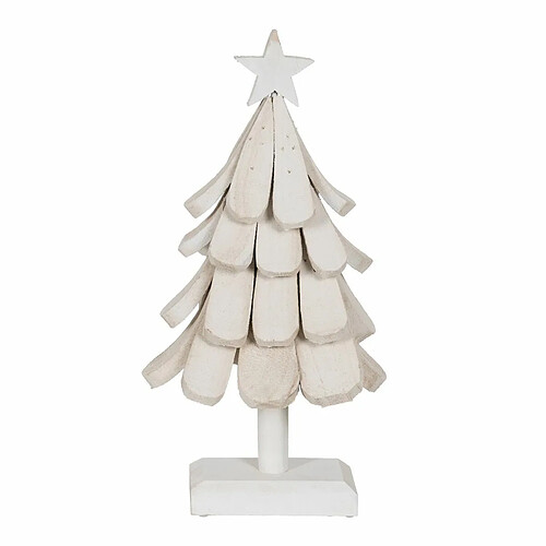 BigBuy Christmas Sapin de Noël Blanc Bois de paulownia 31 x 25 x 60 cm