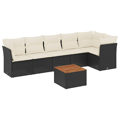 Maison Chic Salon de jardin 7 pcs avec coussins | Ensemble de Table et chaises | Mobilier d'Extérieur noir résine tressée -GKD44484