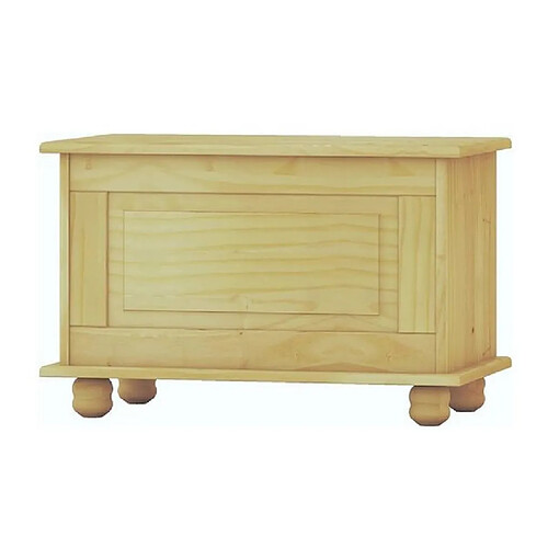 Pegane Coffre de rangement enfant en pin massif coloris naturel - Longueur 70 x Profondeur 39 x Hauteur 46 cm