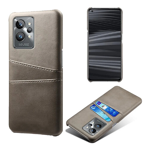 Coque en TPU + PU anti-griffes, anti-choc avec porte-cartes, gris pour votre Realme GT2 Pro