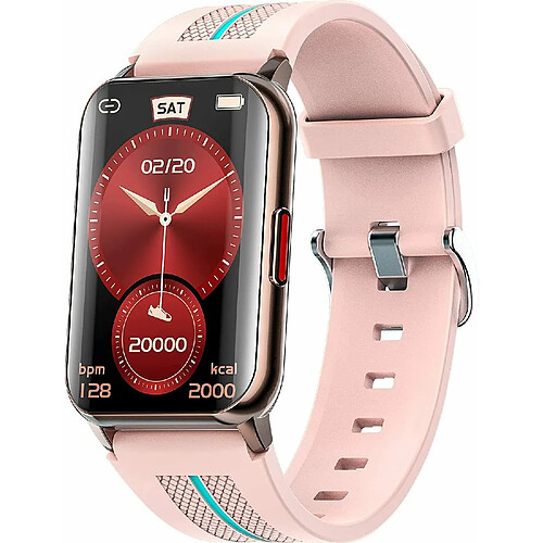 Chrono Montre Connectée pour téléphones Android iOS Compatible 1,57 pouces Tracker de fitness à écran tactile complet avec surveillance de la fréquence cardiaque et de l'oxygène dans le sang IP68 Montres intelligentes étanches pour hommes et femmes( Rose)