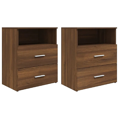 Maison Chic Lot de 2 Tables de chevet - Tables de Nuit Chêne marron 50x32x60 cm