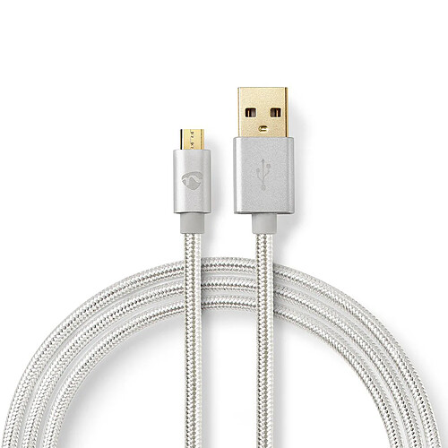 NEDIS Câble de Synchronisation et de Charge USB 2.0 3,0 m Plaqué Or Câble USB-A Mâle vers Micro USB-B Mâle Pour Connecter Smartphones et Appareils Mobiles