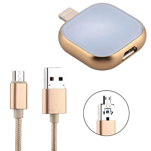 Wewoo Clé USB or pour iPhone X / 8 et 8 Plus / 7 7 Plus / 6 6 Plus 6 Plus iPad Lightning 8 broches 128 Go Lecteur de Disque Flash Multi-fonctionnel avec USB / Micro USB vers Micro Câble USB,