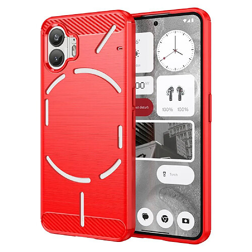 Htdmobiles Coque pour Nothing Phone 2 - housse etui silicone gel carbone + film ecran - ROUGE