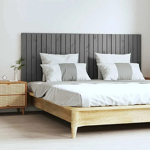 Maison Chic Tête de lit scandinave pour lit adulte,Meuble de chambre murale Gris 166x3x60 cm Bois massif de pin -MN67714