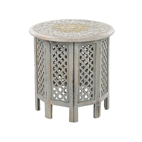 Beliani Table d'appoint en bois de manguier gris JAGORI