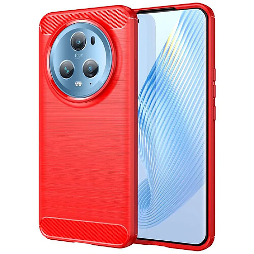 Htdmobiles Coque pour Huawei Honor Magic 5 Pro 5G - housse etui silicone gel carbone + verre trempe - ROUGE