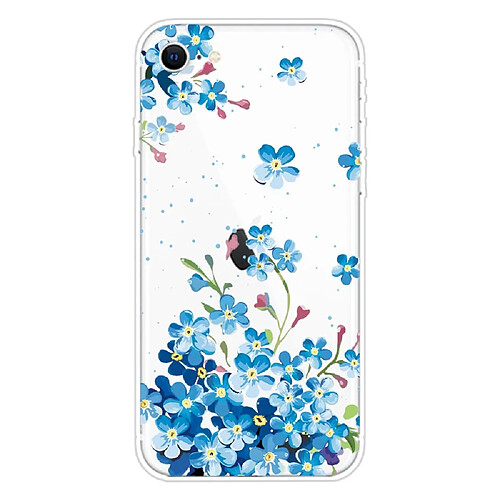 Coque en TPU impression de motifs souple fleur bleue pour votre Apple iPhone SE (2nd Generation)/iPhone 8/iPhone 7