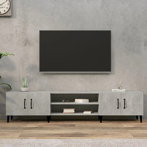 vidaXL Meuble TV gris béton 180x31,5x40 cm bois d'ingénierie