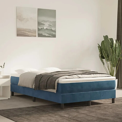 vidaXL Cadre de lit sans matelas bleu foncé 120x200 cm velours