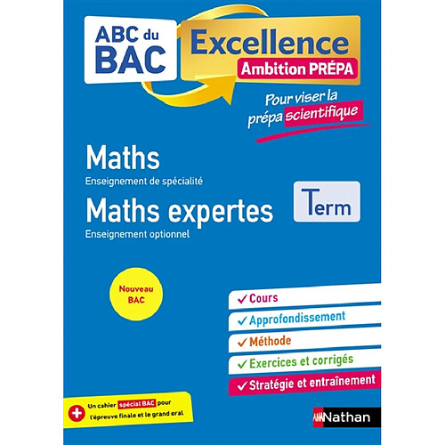 Maths enseignement de spécialité, maths expertes enseignement optionnel, terminale : ambition prépa, pour viser la prépa scientifique : nouveau bac · Occasion